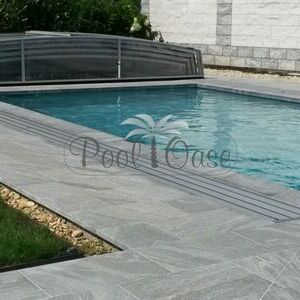 Rechteckbecken mit hellgrauer Folie