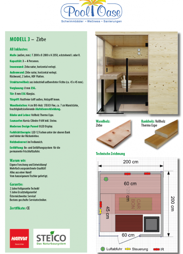 Modell 3: Zirbe + Vollholz Thermo Espe