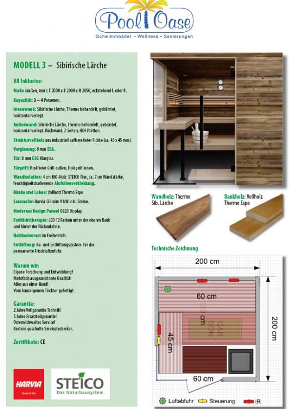 Modell 3: Sibirische Lärche + Vollholz Thermo Espe