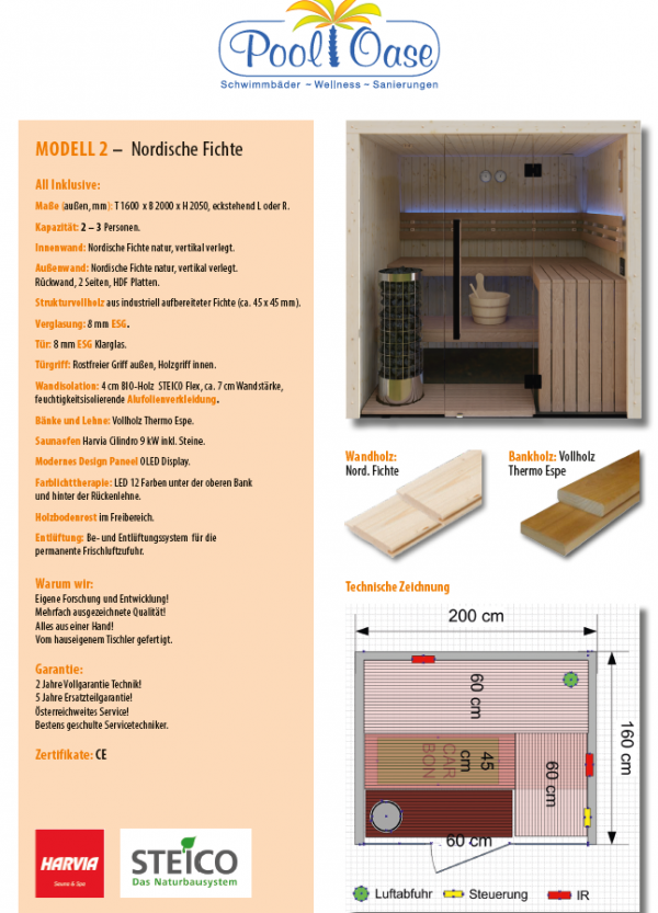 Modell 2: Nord. Fichte + Vollholz Thermo Espe