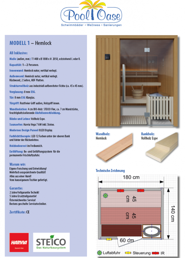 Modell 1: Hemlock + Vollholz Espe